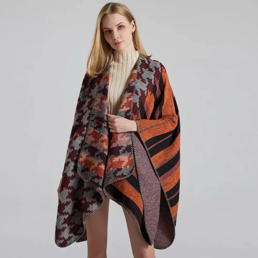 Warm Pashmina Blanket Scarf Shawl Houndstooth Plaid Thick Shawls And Wraps Scarves For Women