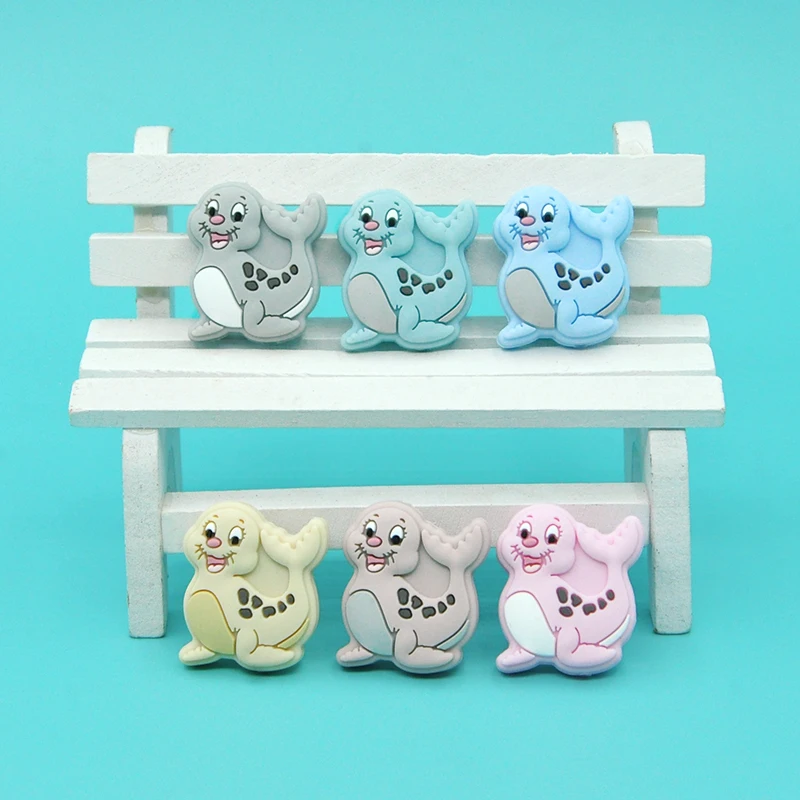 BPA Free Sea Lion Silicone Bead Baby Teething Toys For Pacifier Chain Necklace DIY Accessories
