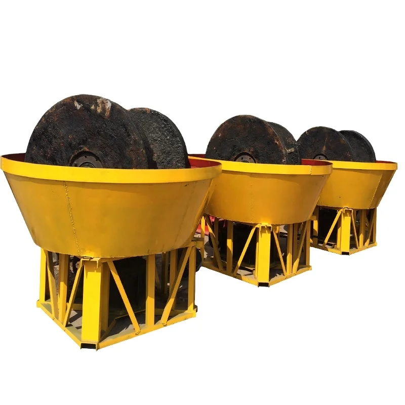 China New Wet Pan Mill Machine Gold Selection Grinding Mill with Engine Wet Pan Mill for Gold