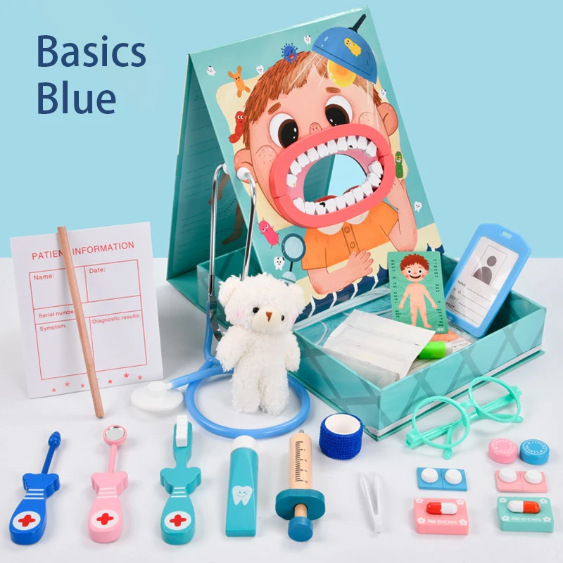 Деревянный детский игрушечный ролевой набор для врачей, стоматологический ящик для инструментов, медицинский набор, другие обучающие игрушки для девочек и мальчиков