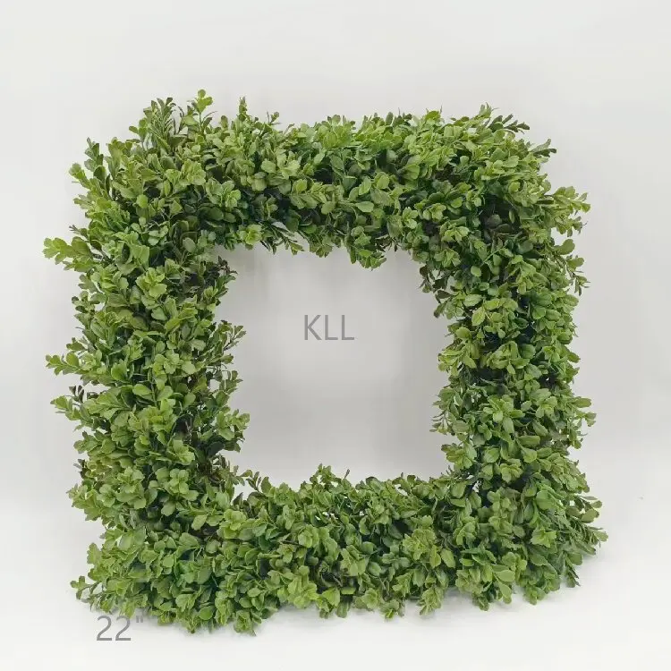 Boxwood square  Factory price artificial door party  boxwood greenery wreath