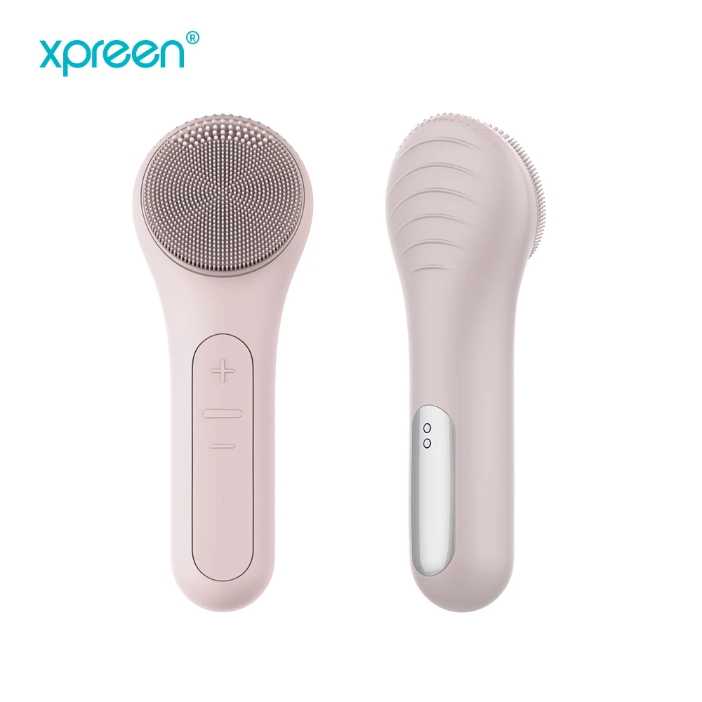Dual sided facial cleansing brush heating sonic vibration facial cleansing brush