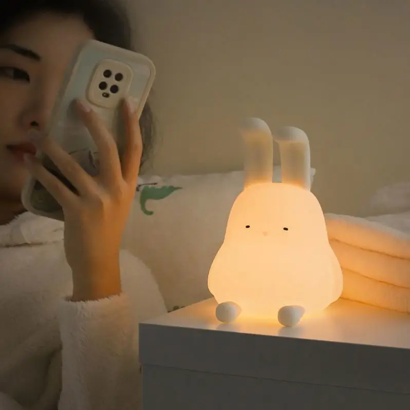 2023 Kids Gift Silicone Anime Rabbit Kids Night Bunny Lamp Foldable Hanging Cute Baby Bunny Night Light For Room