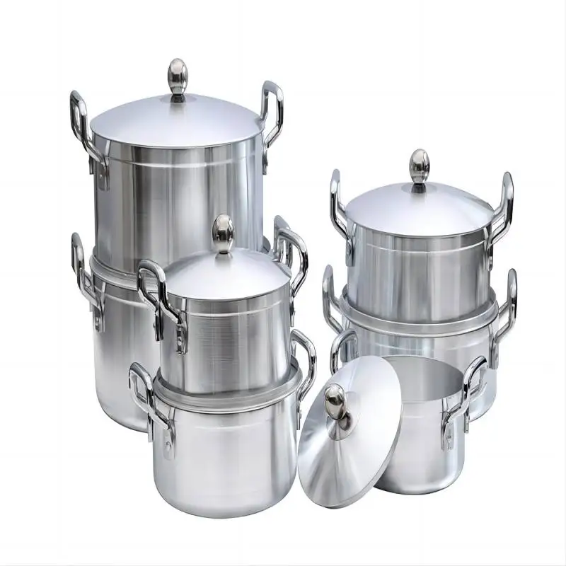 Factory  Direct  Sale  7 Pcs Set Aluminum Polished Deep Pot Aluminum Polished Cookware Sets