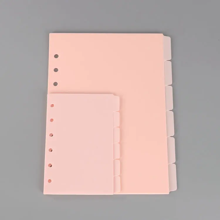 Office Supplies A5/A6/A7 Subject Dividers with Reinforced 6 Holes Pink Tab Cards Binder 6 Pages Paper Index Divider
