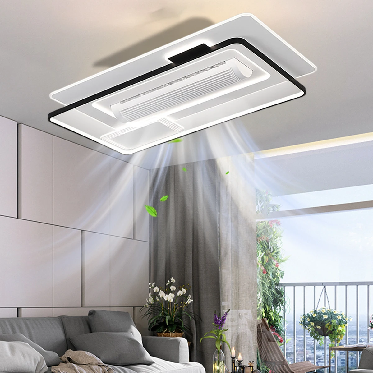 Modern Residential Dimmable Dc Motor Ventilador De Teto Decorative Remote Control Acrylic Light Led Ceiling Fan