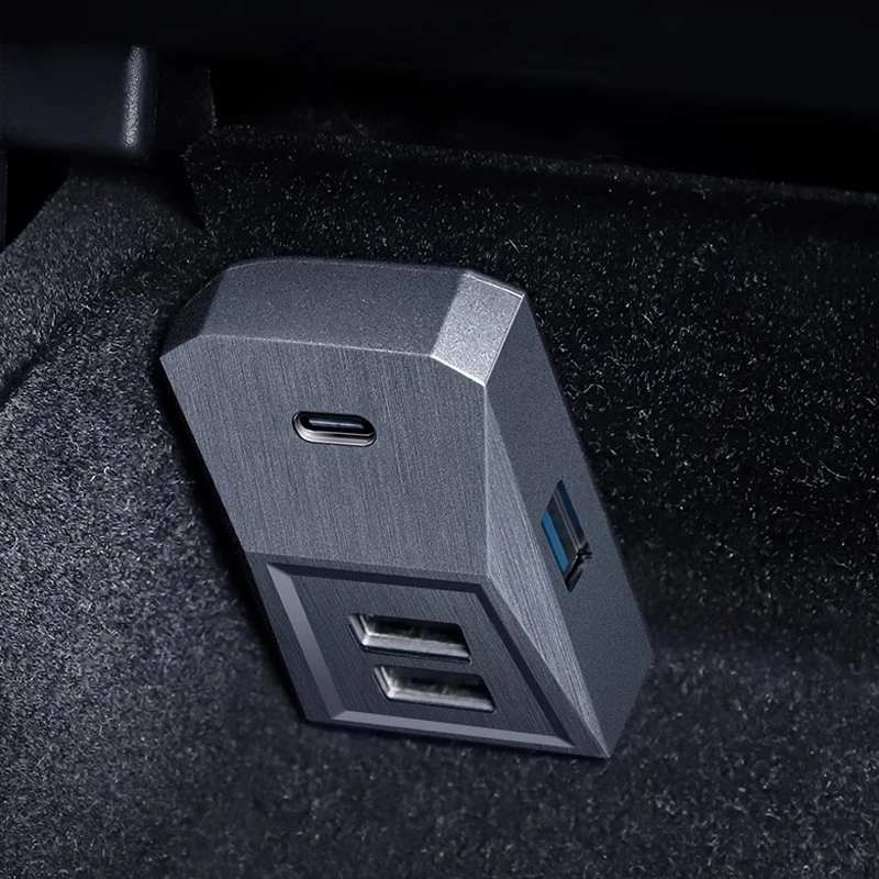 For Tesla highland model3 Y Glove box docking station HUB extender USB charger Modified decorative accessories