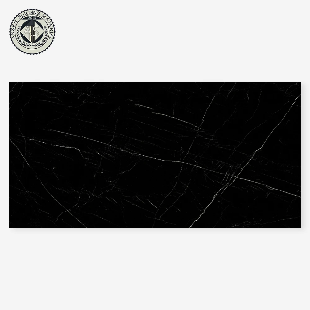 12mm Thickness Smooth Finish Black Porcelain Slab Sintered Stone Slabs for Kitchen