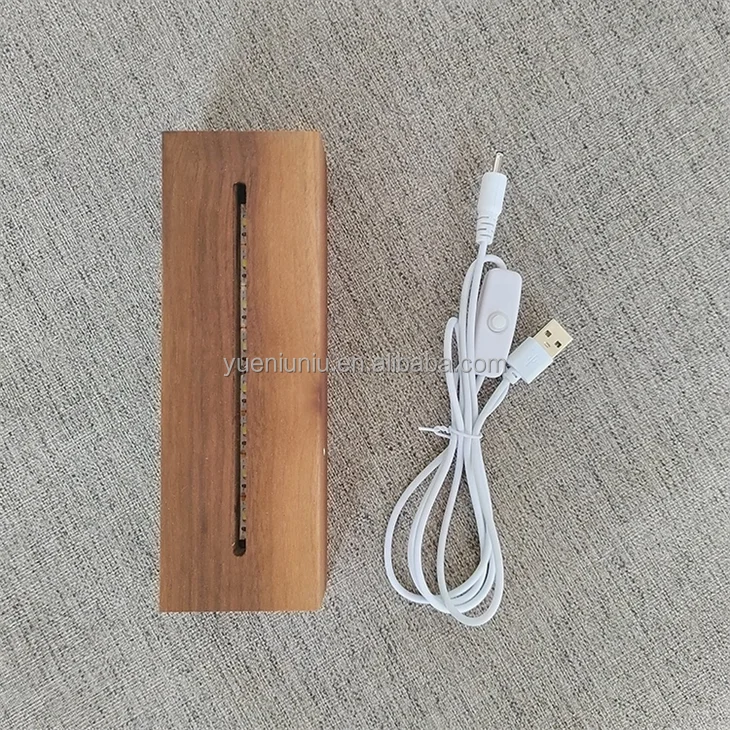 Luminous USB LED Light Holder Desktop Display Base DIY Acrylic Sheet Decoration Customized Christmas Wood Modern Night Light