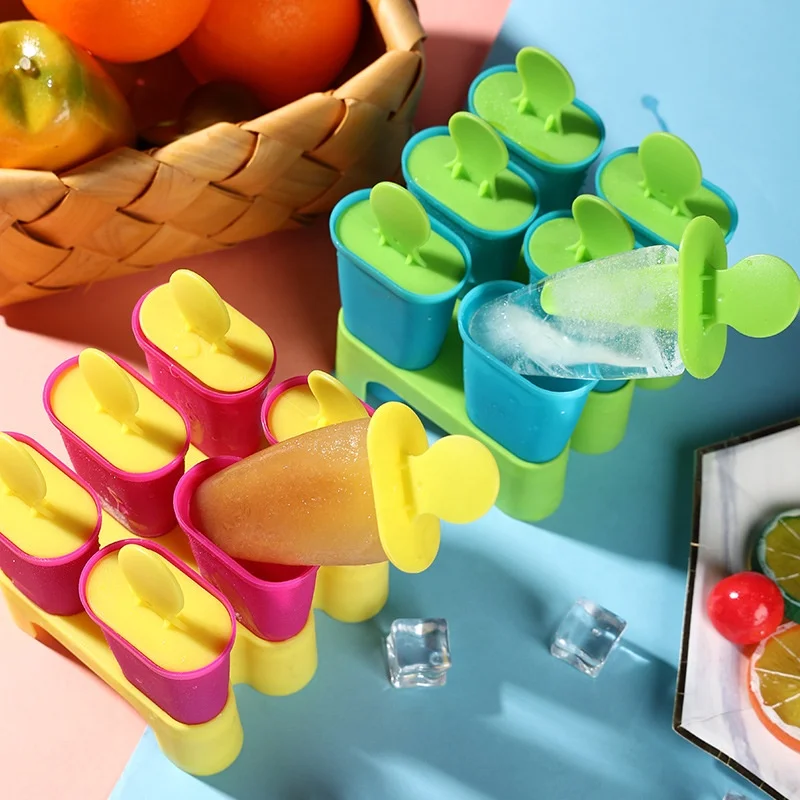 Homemade 6 grids ice cream mold with lid for DIY ice cream