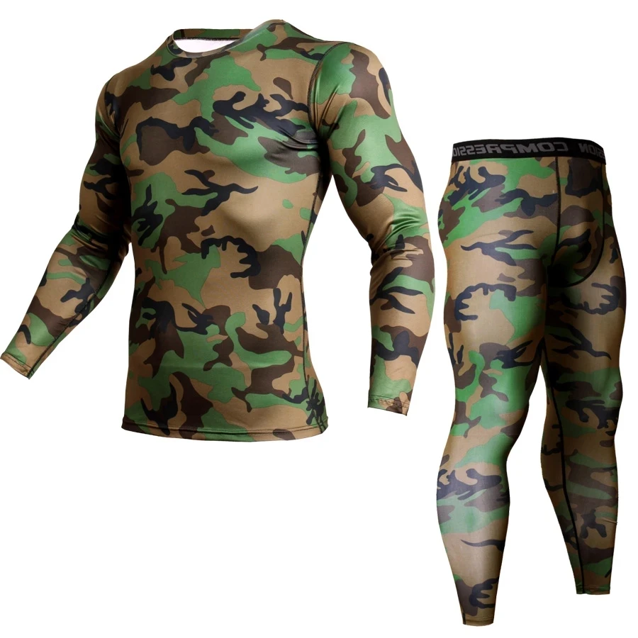 
thermal underwear rash guard kit MMA Compression Apparel leggings men unionsuit Bodybuilding T-Shirt camouflage tracksuit men 