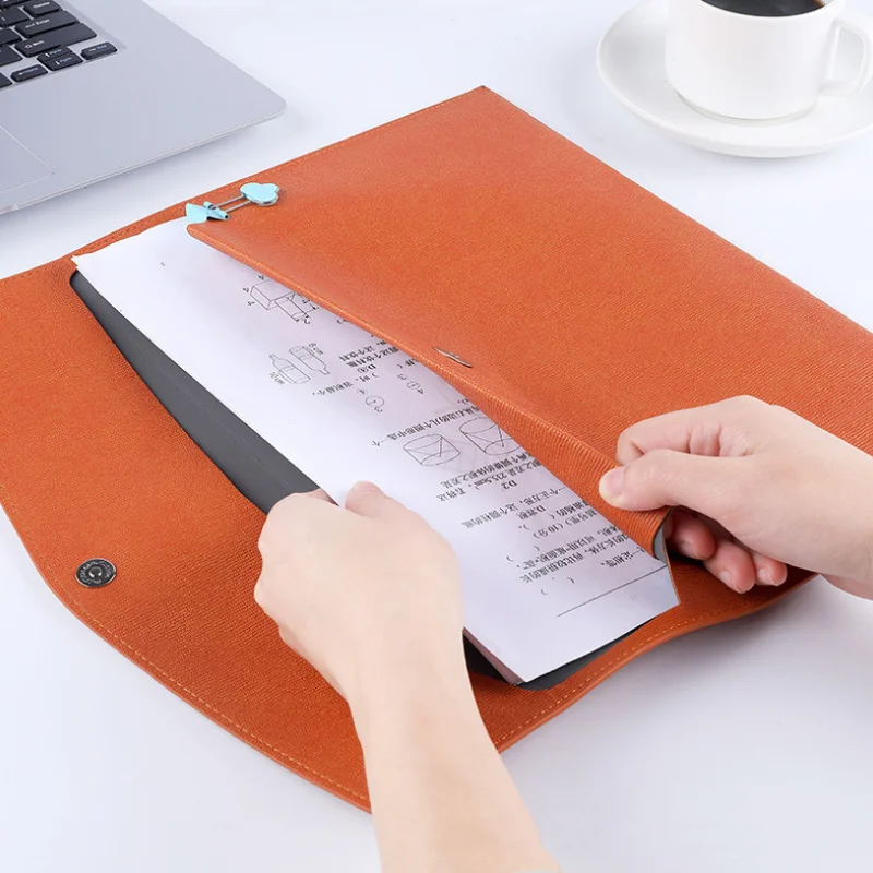 Fashion PU Leather a4 File Folder Sleeve Paper Document Organizer Bag for