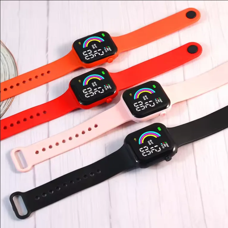 2024 Student electronic watch Cheap silicone lighting sport Child LED Watch For Kids Digital Watches