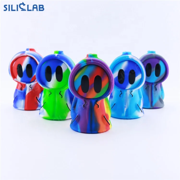 Cute Florescent Ghost Shape Silicone Glass Water Smoking Pipe Bubbler  Pipe Smoking