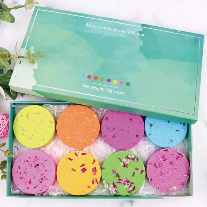 Hot sale gift set private label handmade colorant press bubble natural vegan organic fizzy bath bombs