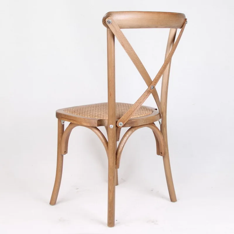 Wholesale Rustic Dining Chairs Beech Solid Wood Frame Cross Back Chair