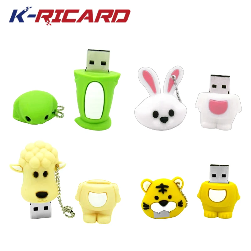 Wholesale Cartoon Tiger 3D USB2.0 Flash Drive 2GB 4GB 8GB PVC Animal Pig Cattle Pendrive