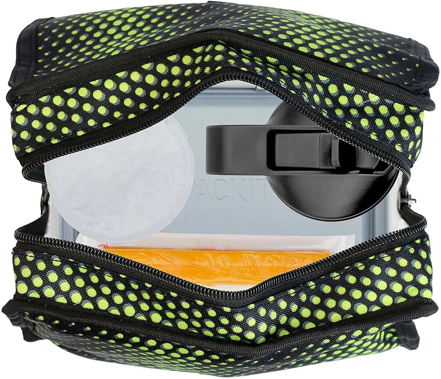 
Freezable Lunch Bag With Zip Closure Green Spotted Venom Large Capacity Rectangular For Keep Warm Lunch Bag 