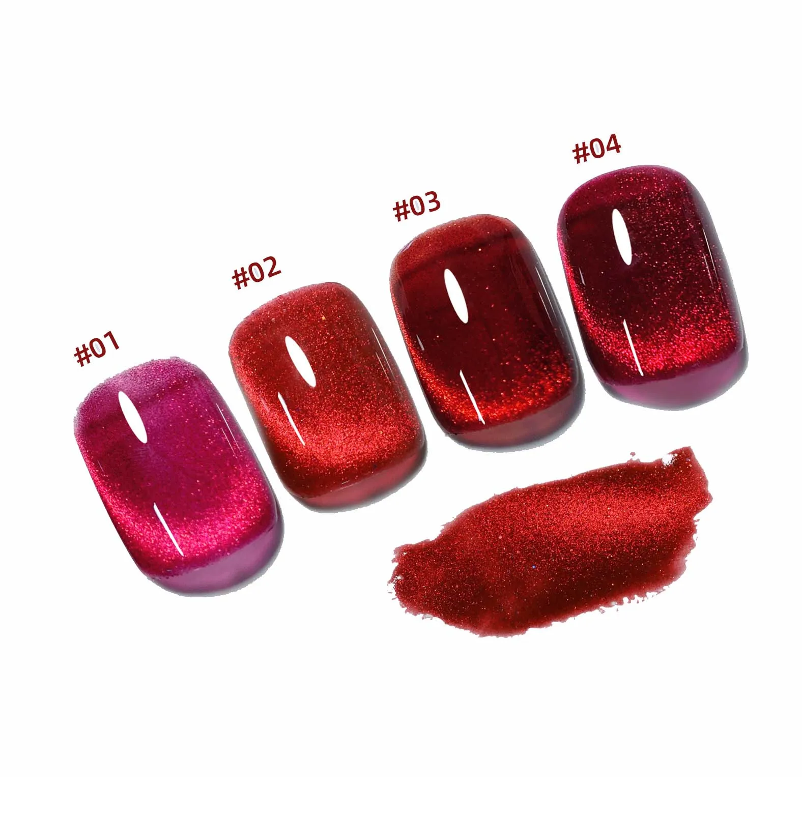 2024 New Autumn and Winter White Cherry Red Crystal Cat Eye Gel Nail Enhancement Ruby Cat Eye Nail Polish
