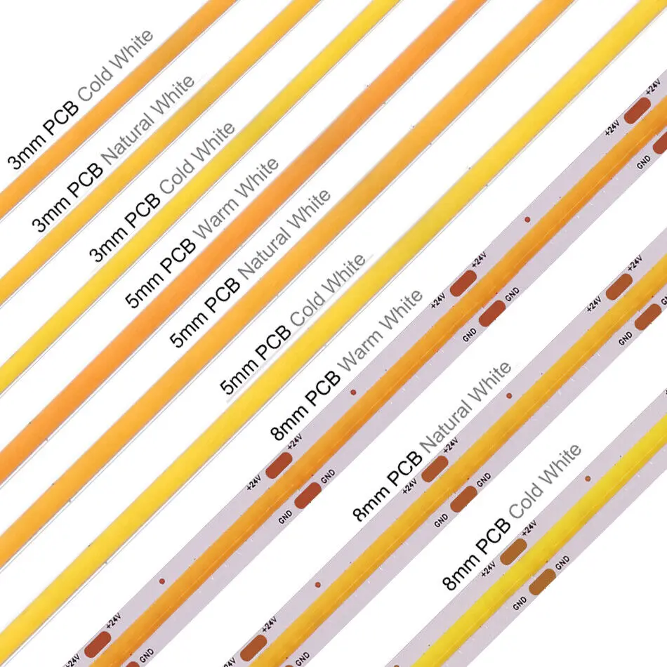 5 м 10 Светодиодная лента COB 12 В 24 высокой плотности гибкий брелок