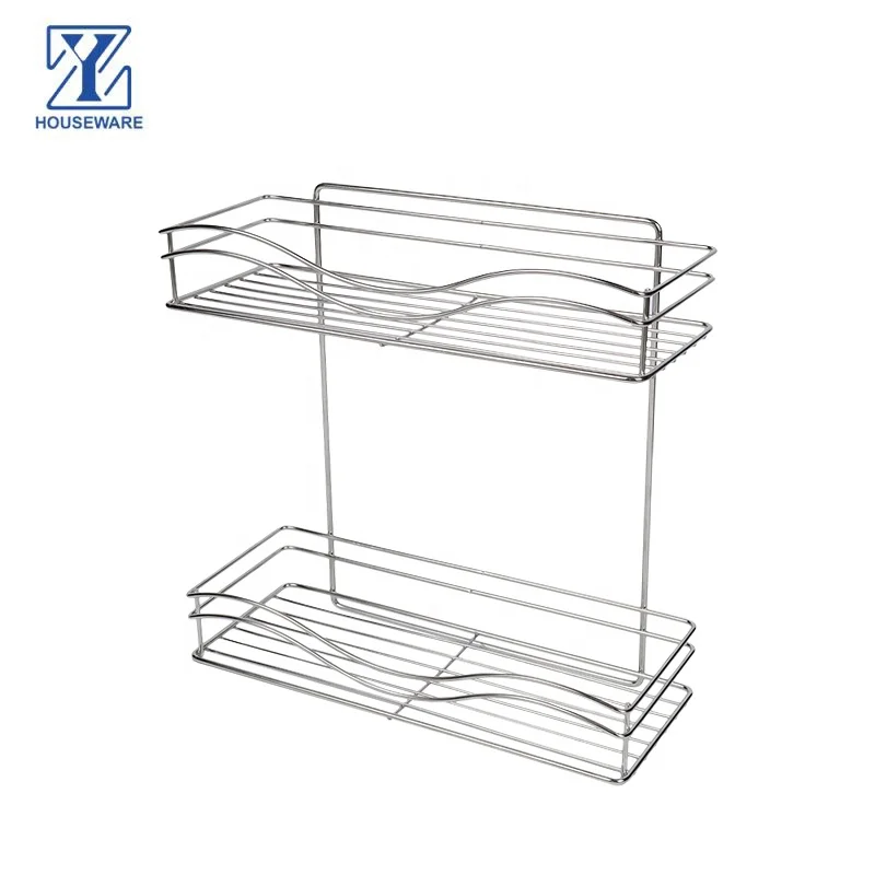Two layers stainless steel drill free metal hanging wire storage basket mesh (1600413947941)