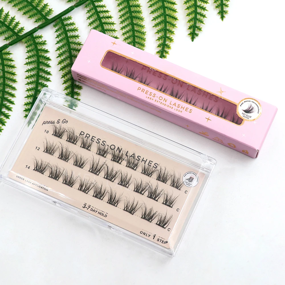 Wholesale No Glue Pre Bond CDL Curl Self Adhesive Black Brown Press On Cluster DIY Segment Eyelashes Kit