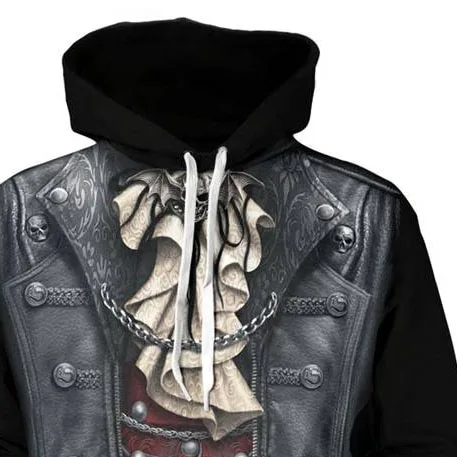 Wholesale Heavy Organic 100% Cotton hoodies Unisex Hoodies Oversized 3D skeleton prints denim jacket for man