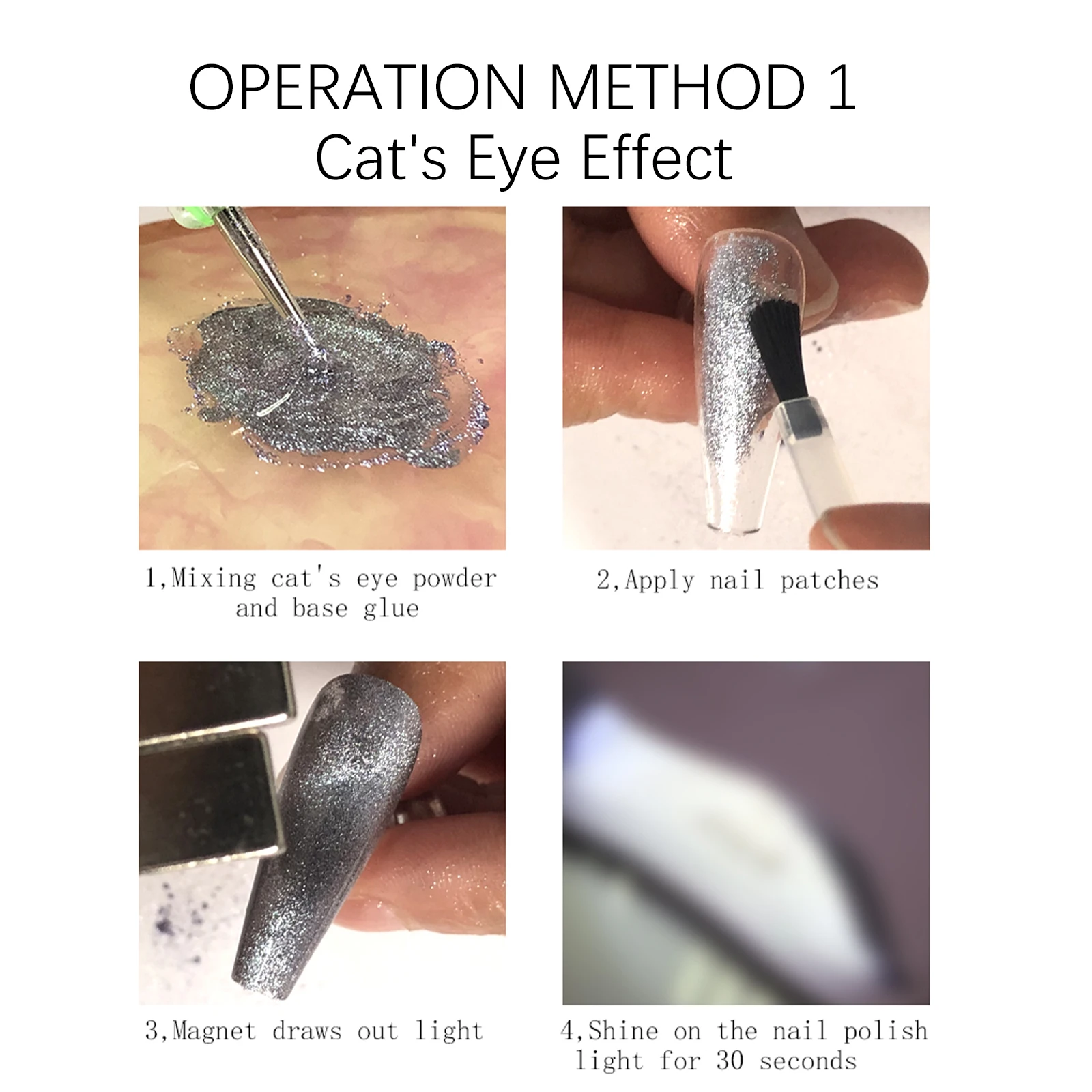 Wholesale 9D Effect Universal Silver White Crystal Quicksand Cat Eye Magnet Powder UV Gel Polish Magic Mirror Nail Pigment