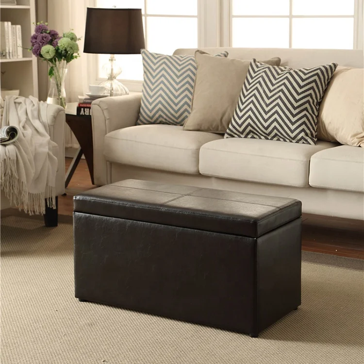 
Wholesale leather bench storage ottoman big black ottoman space saver 