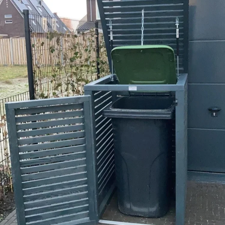 Waterproof trash can cover bin outdoor furniture double door aluminum garden used Storage garbage bin shed box