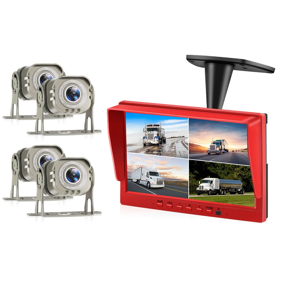 10inch 4ch Car Monitor for Auto 4 Split Car Screen Roof Mount Monitor Recorder AHD LCD Display for Truck Bus RV Rear View Camera