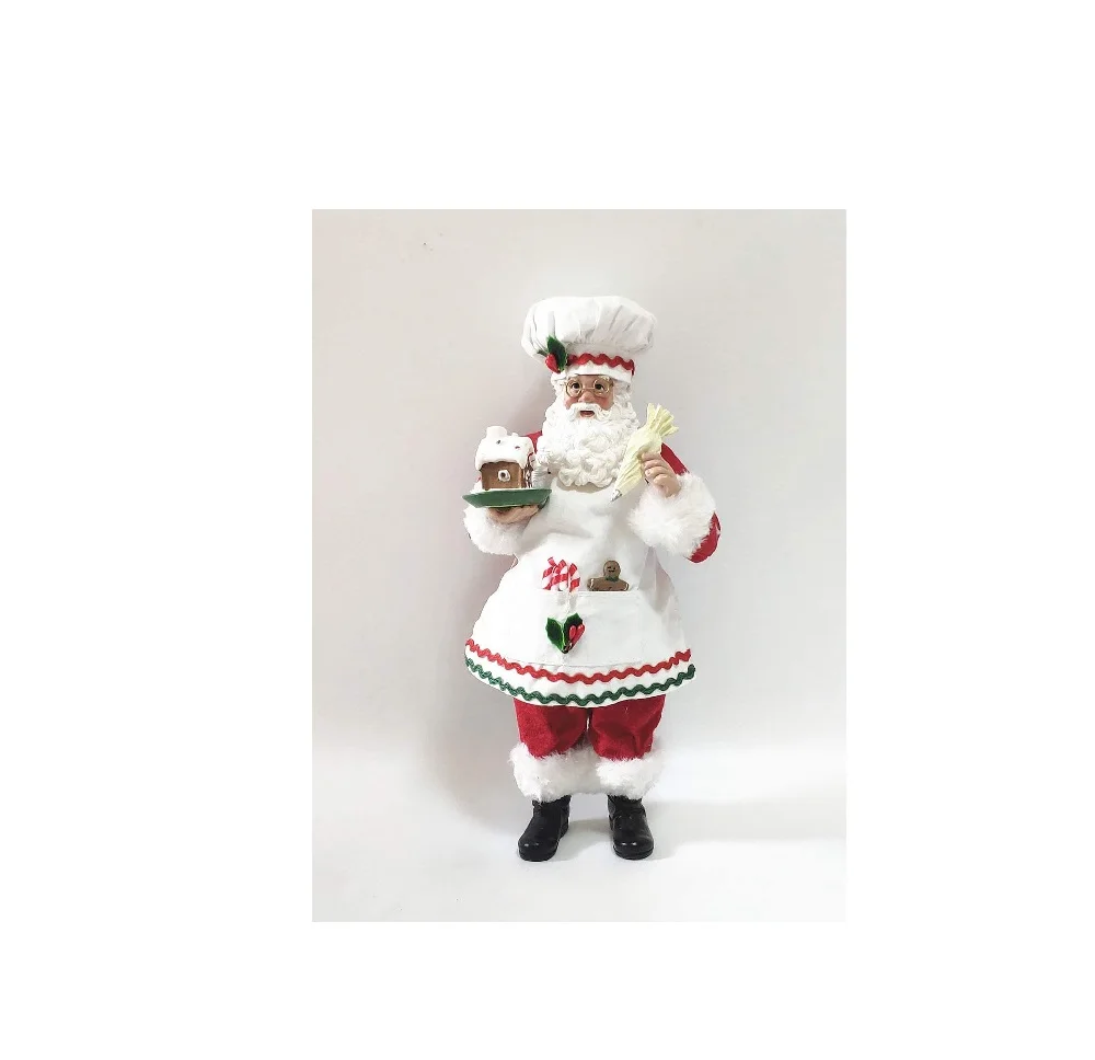 FREE SAMPLE Cooking chef Santa Claus with gingerbread house statues Santa Claus statues resin Christmas decorations