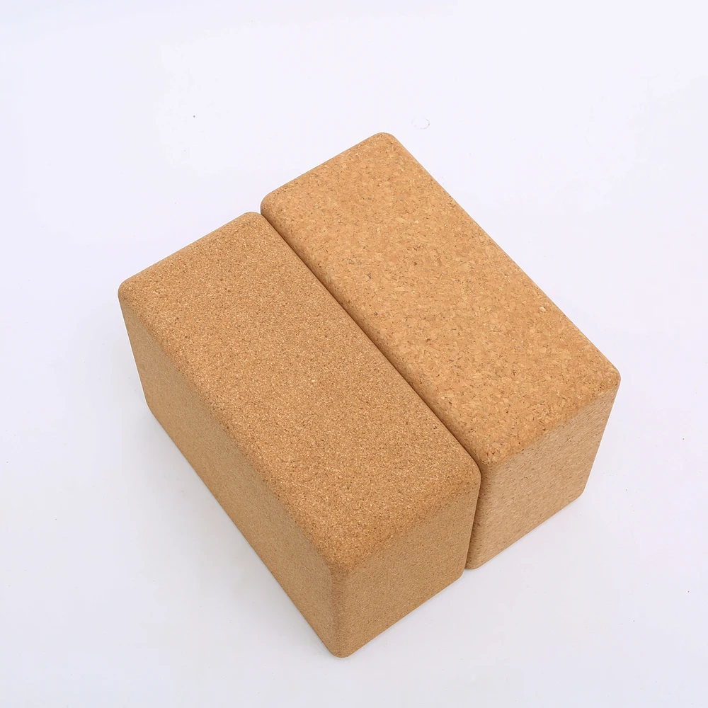 Natural Cork Yoga Block Pilates Bricks High Density EVA Foam Exercise Fitness Quality Customized Logo Packing Pcs