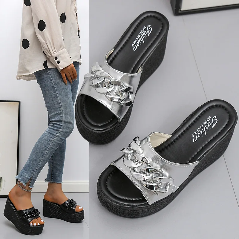 Женские тапочки на очень высоком каблуке удобные туфли танкетке больших размеров