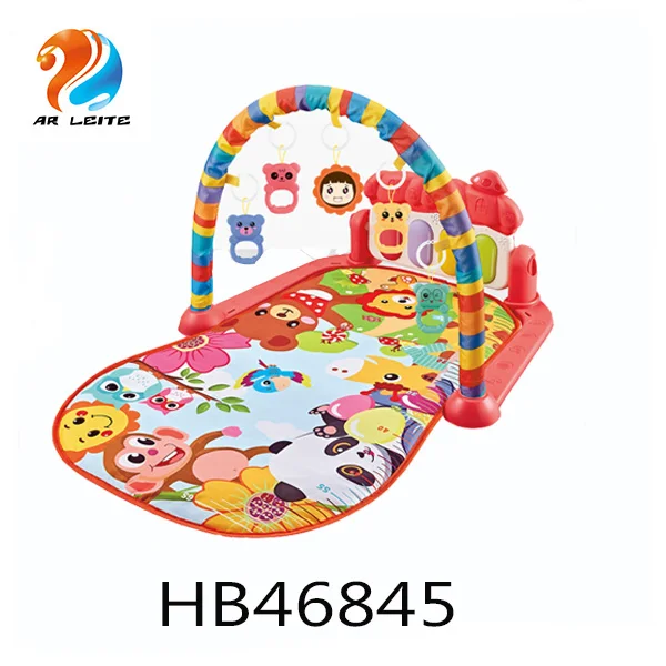 Wholesale musical baby piano keyboard  soft activity baby play gym toy piano  removable baby piano gym mat with rattles  for kid