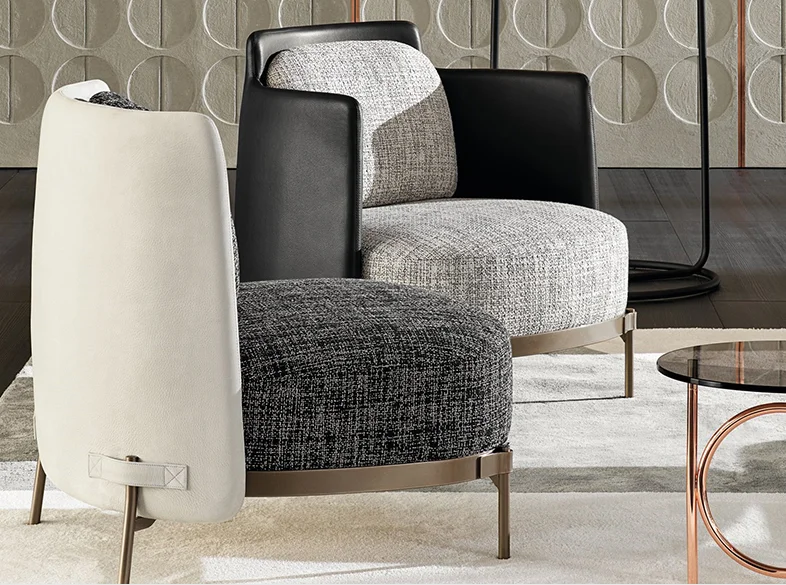 Modern nordic living room chair gold stainless steel leg leisure chair metal frame fabric leather hotel chair with armless