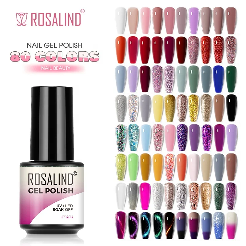 ROSALIND nail supplies custom logo oem diamond glitter disco reflective gel lacquer semi permanent soak off uv  gel nail polish