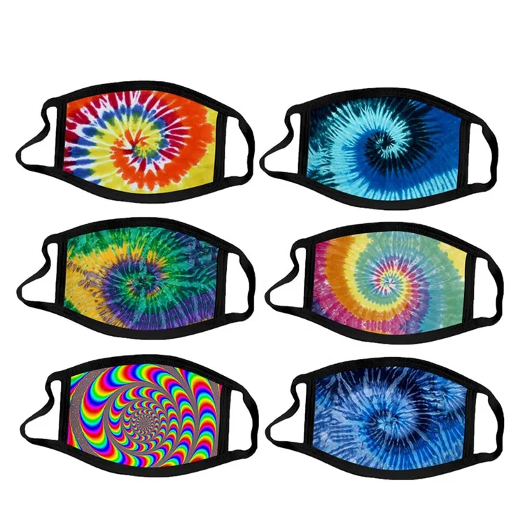 Amazon Hot Sale Tie Dye Colorful Pattern Unisex Mouth Mask Fashion Anti Dust Smoke Adults Reusable Mask With 2Pcs Filters PM2.5