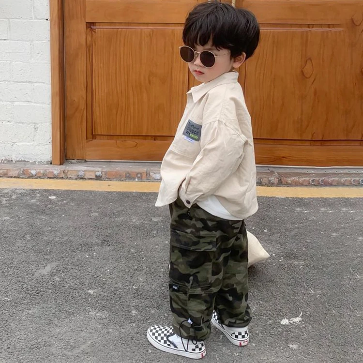 Customized Spring And Autumn Child Clothing 100% Cotton Camouflage Toddler Clothes Kids Boy Cargo Pants