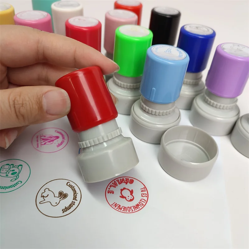 Custom OEM Stationery Office Stamper HA Stamp Round Self Inking Rubber Teacher Stamp Customized Logo