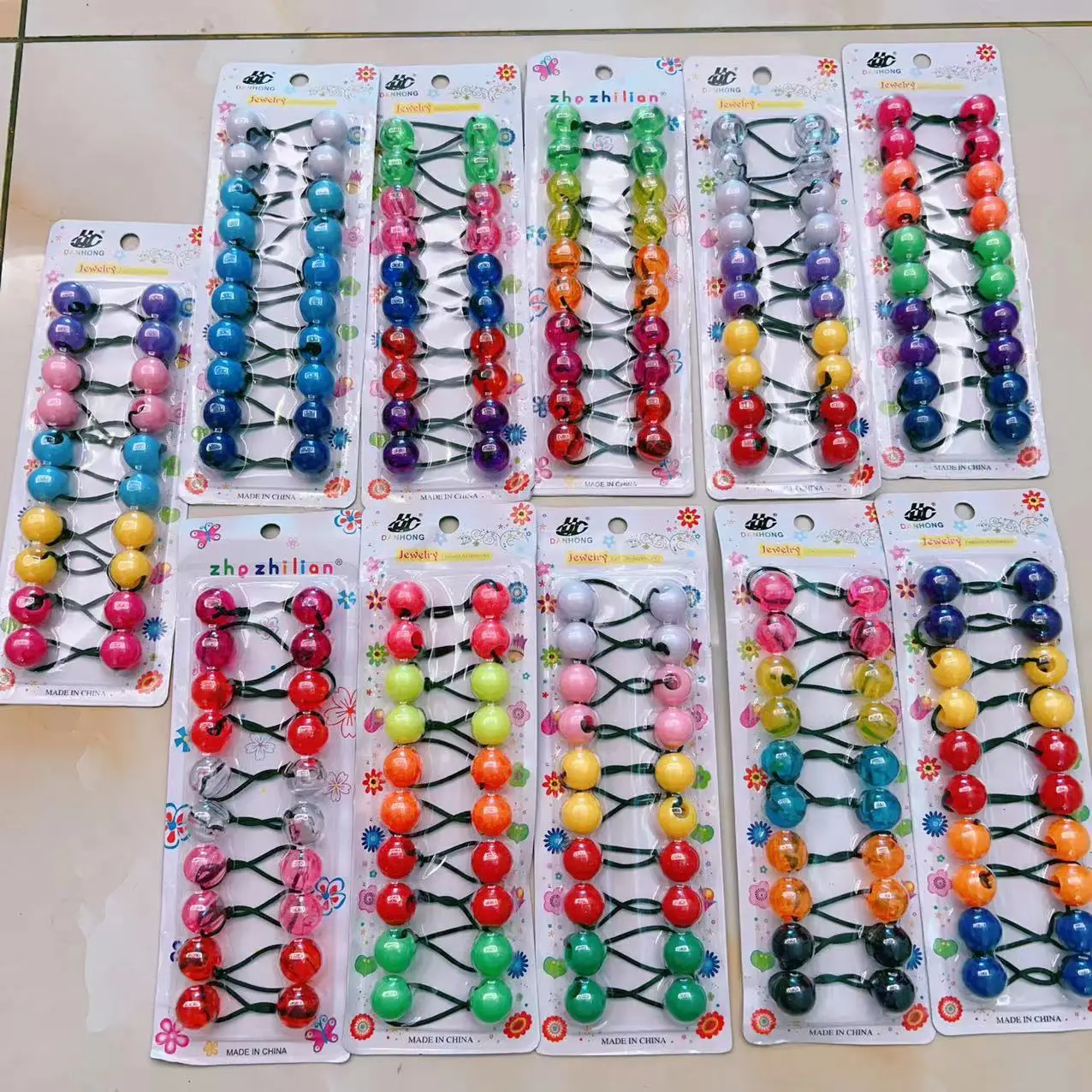 MYLULU quality hotsale elastic ponytail beads knocker ball hair ties kids hair balls for toddler girls hair bobbles with balls