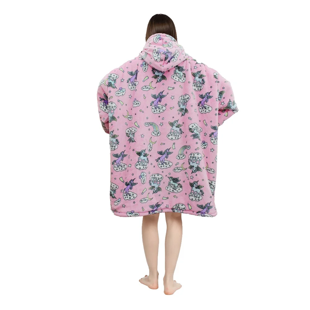 Wholesale   hooded wearable blanket  flannel sherpa  customize oversize  sweatshirt hoodie