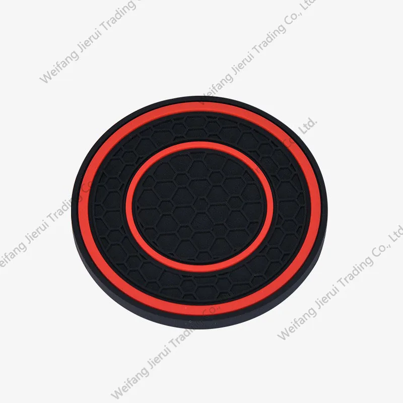 Hot selling car universal double circle honeycomb patterned coaster with embedded anti slip and heat-insulating silicone pad