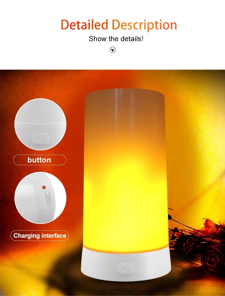 Newstyle Source Factory Remote Control USB rechargeable Magnet Flame Lamp Decoration Flame Effect led flame BULB night light
