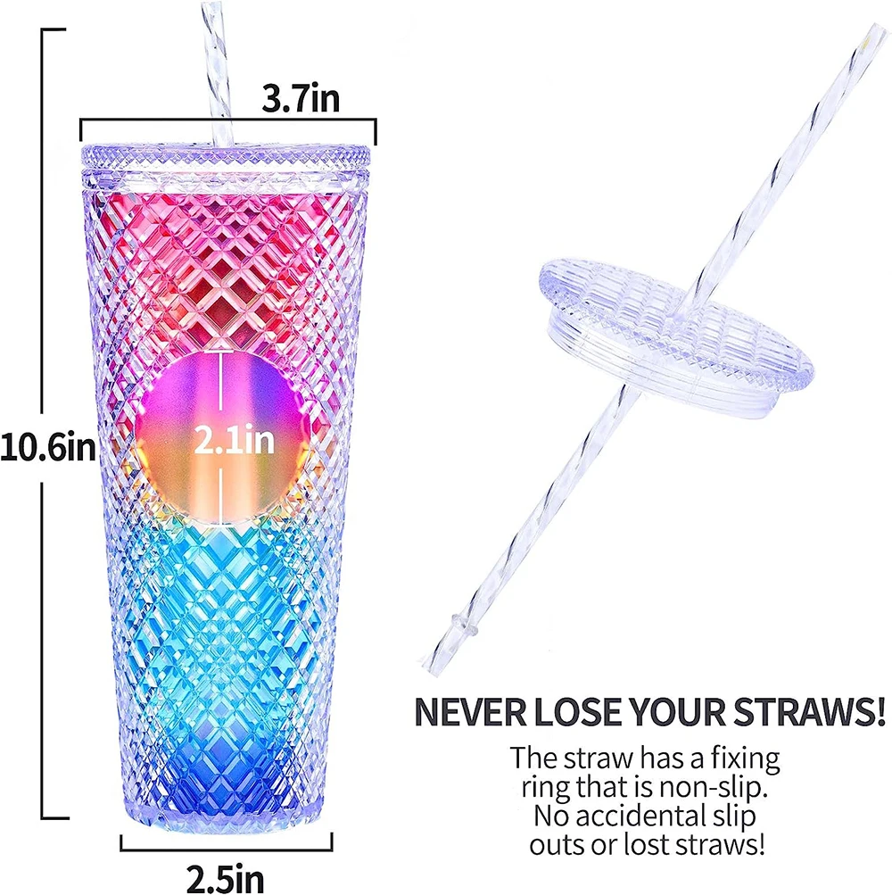 2024 BPA Free Festivals Colorful Tumbler Popular Classic Plastic Colorful Drinking Bottle for Party with straw