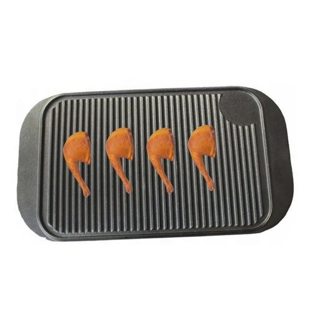 Wholesale Price Cast Iron Round Bbq Grill Pan Griddle Professional Heavy Duty Reversible Double Burner Cast Iron Grill Griddle B