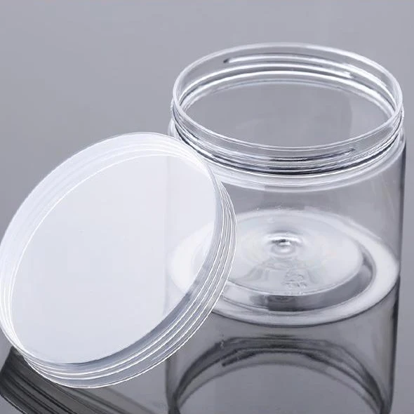 Custom Child Proof Empty Storage Container Small Clear Pet Frost Round Plastic Food  Packaging Jar Cream Cans With Lids