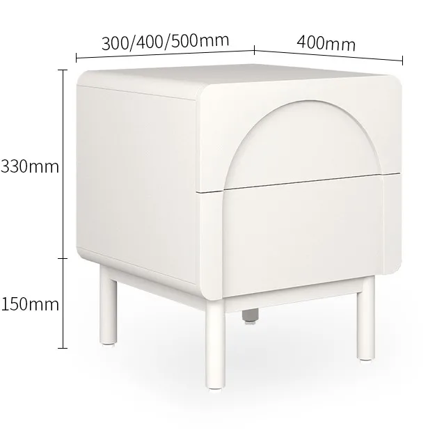 Creamy style wooden organizer bedside table modern white nightstand drawers storage