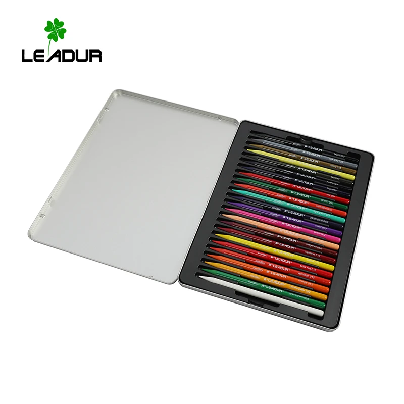 High quality 24 color woodless pencil custom color pencil set with box coloring pencil for kids