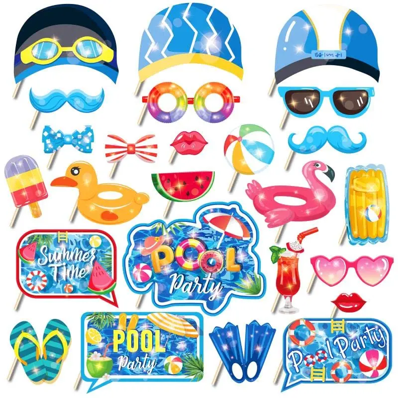 25 Pcs Summer Beach Theme Photo Props Party Decoration Supplies